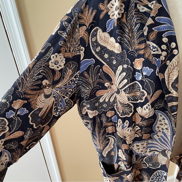 Christian Dior 100% Silk Navy Floral Print open front Blazer Jacket - Picture 7 of 11